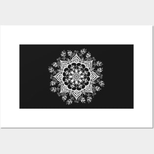 Floral Mandala - Black & White Posters and Art